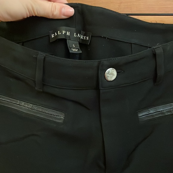 Ralph Lauren Black Riding Pants with Leather Details, Size Small - Picture 2 of 5